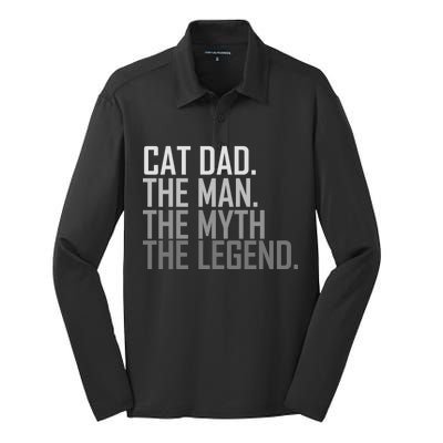 Cat Dad The Man Myth Legend Silk Touch Performance Long Sleeve Polo