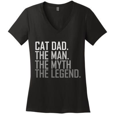 Cat Dad The Man Myth Legend Women's V-Neck T-Shirt