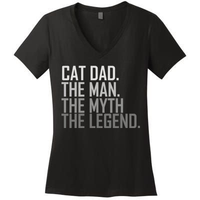 Cat Dad The Man Myth Legend Women's V-Neck T-Shirt