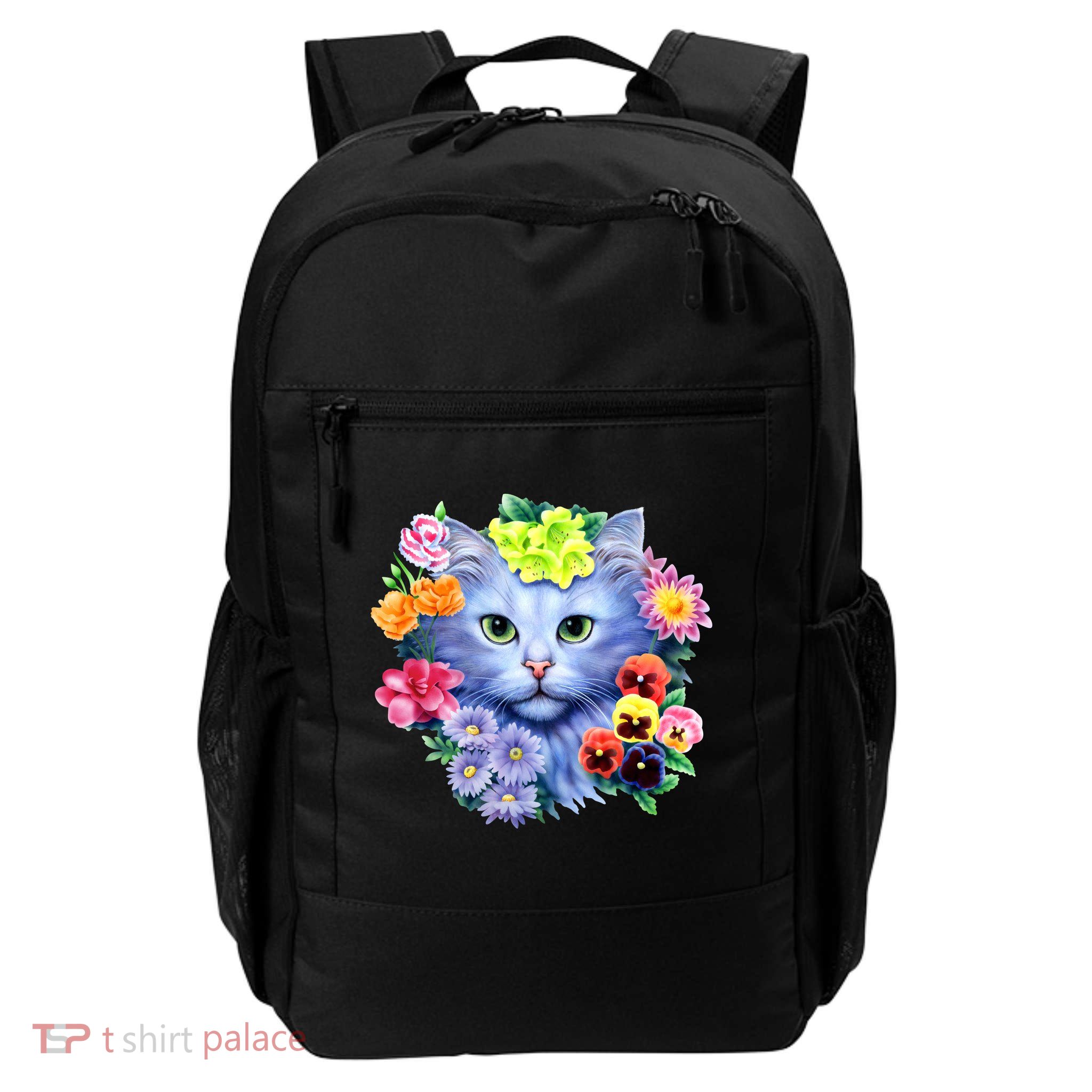 Cat Face With Flowers Daily Commute Backpack