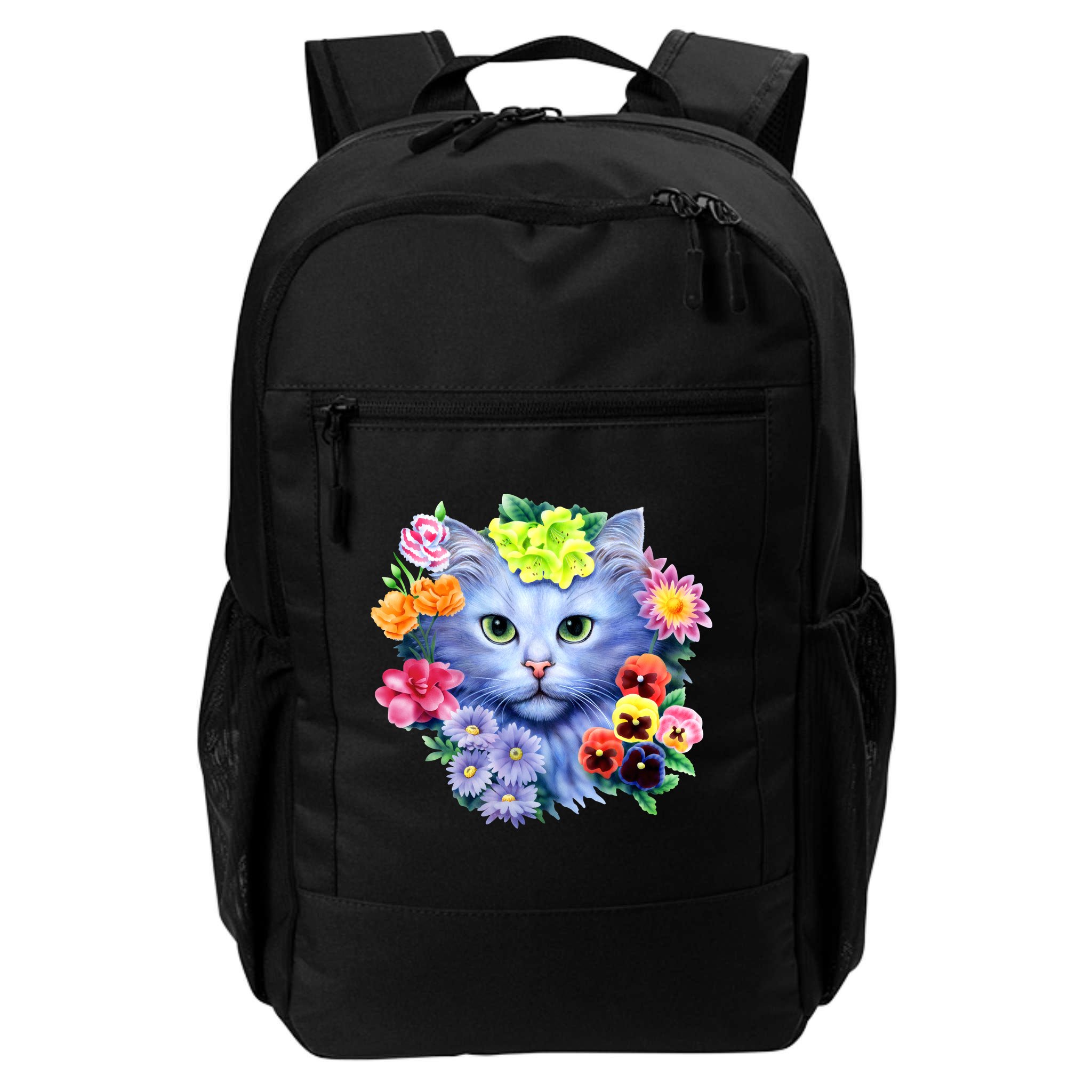 Cat Face With Flowers Backpack