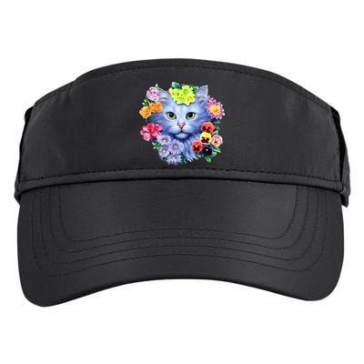 Cat Face With Flowers Adult Drive Performance Visor