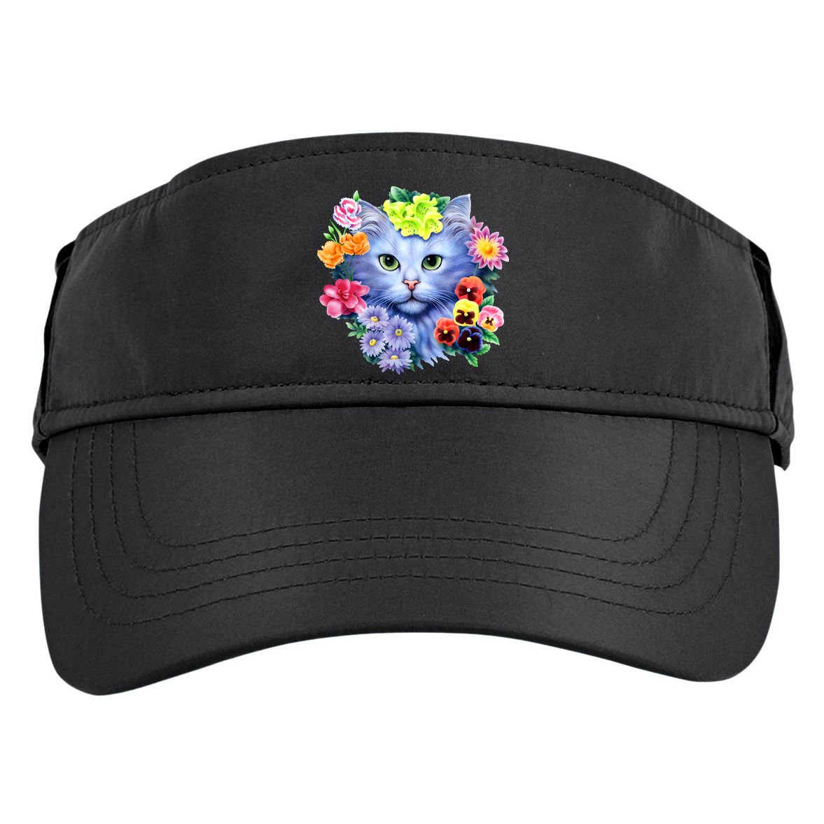 Cat Face With Flowers Adult Drive Performance Visor