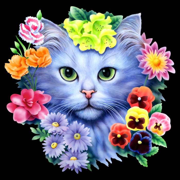 Cat Face With Flowers Mug