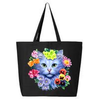 Cat Face With Flowers 25L Jumbo Tote