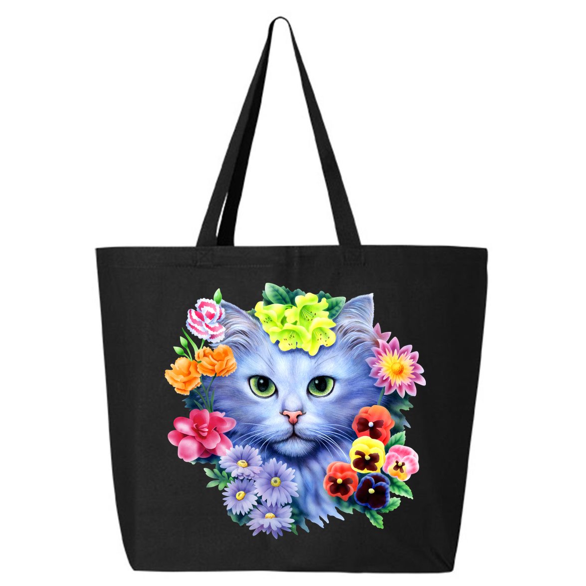 Cat Face With Flowers 25L Jumbo Tote