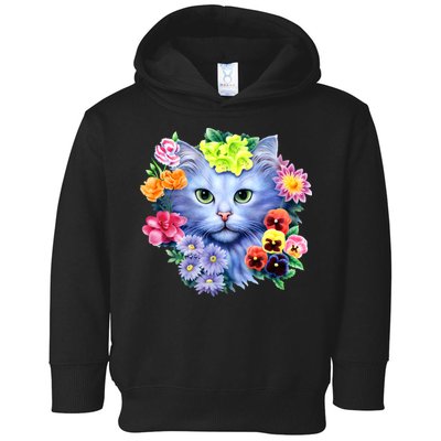 Cat Face With Flowers Toddler Hoodie