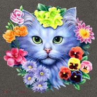 Cat Face With Flowers Cotton Canvas Backpack