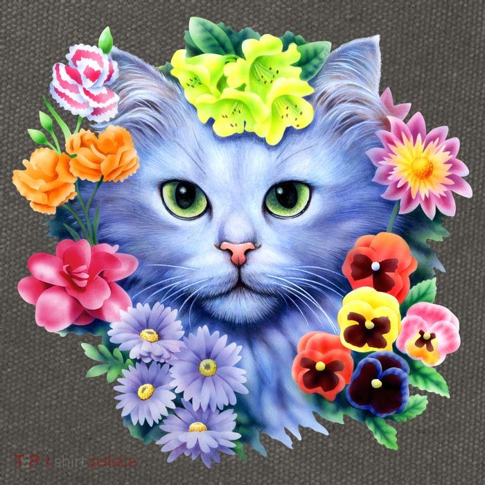 Cat Face With Flowers Cotton Canvas Backpack