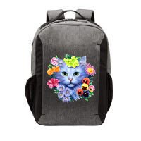 Cat Face With Flowers Vector Backpack
