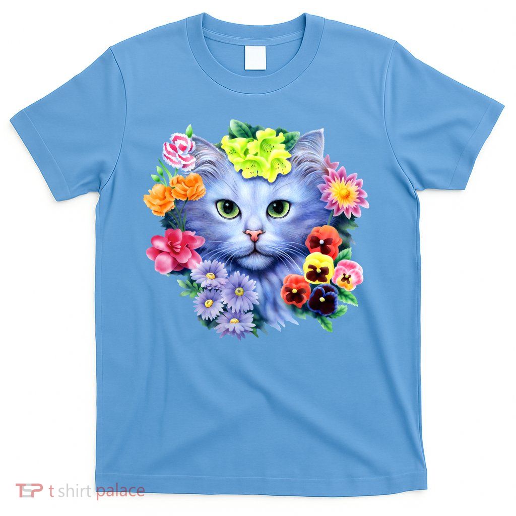 Cat Face With Flowers T-Shirt