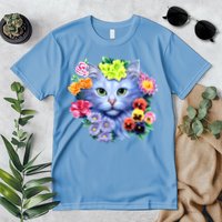 Cat Face With Flowers Premium T-Shirt