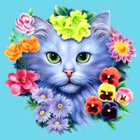 Cat Face With Flowers Premium T-Shirt