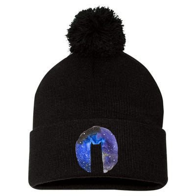 Cat Galaxy Pom Pom 12in Knit Beanie