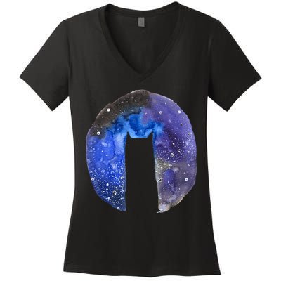 Cat Galaxy Women's V-Neck T-Shirt