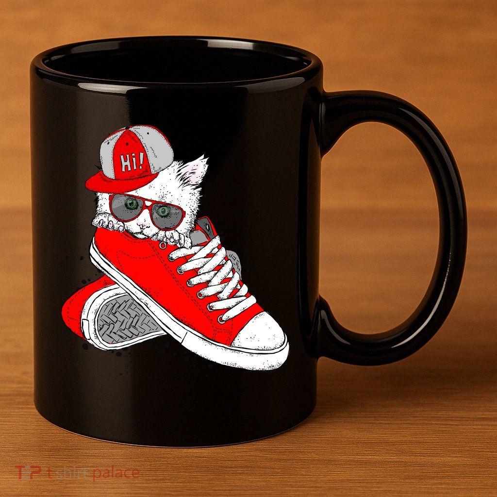 Cat In Red Sneakers 11oz C Handle Ceramic Mug