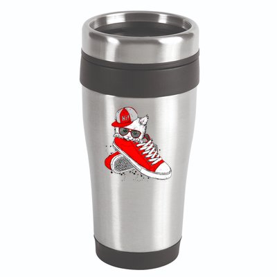 Cat In Red Sneakers 16oz Travel Tumbler