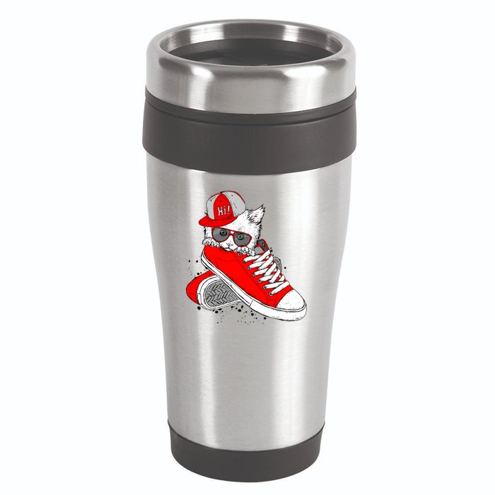 Cat In Red Sneakers 16oz Travel Tumbler