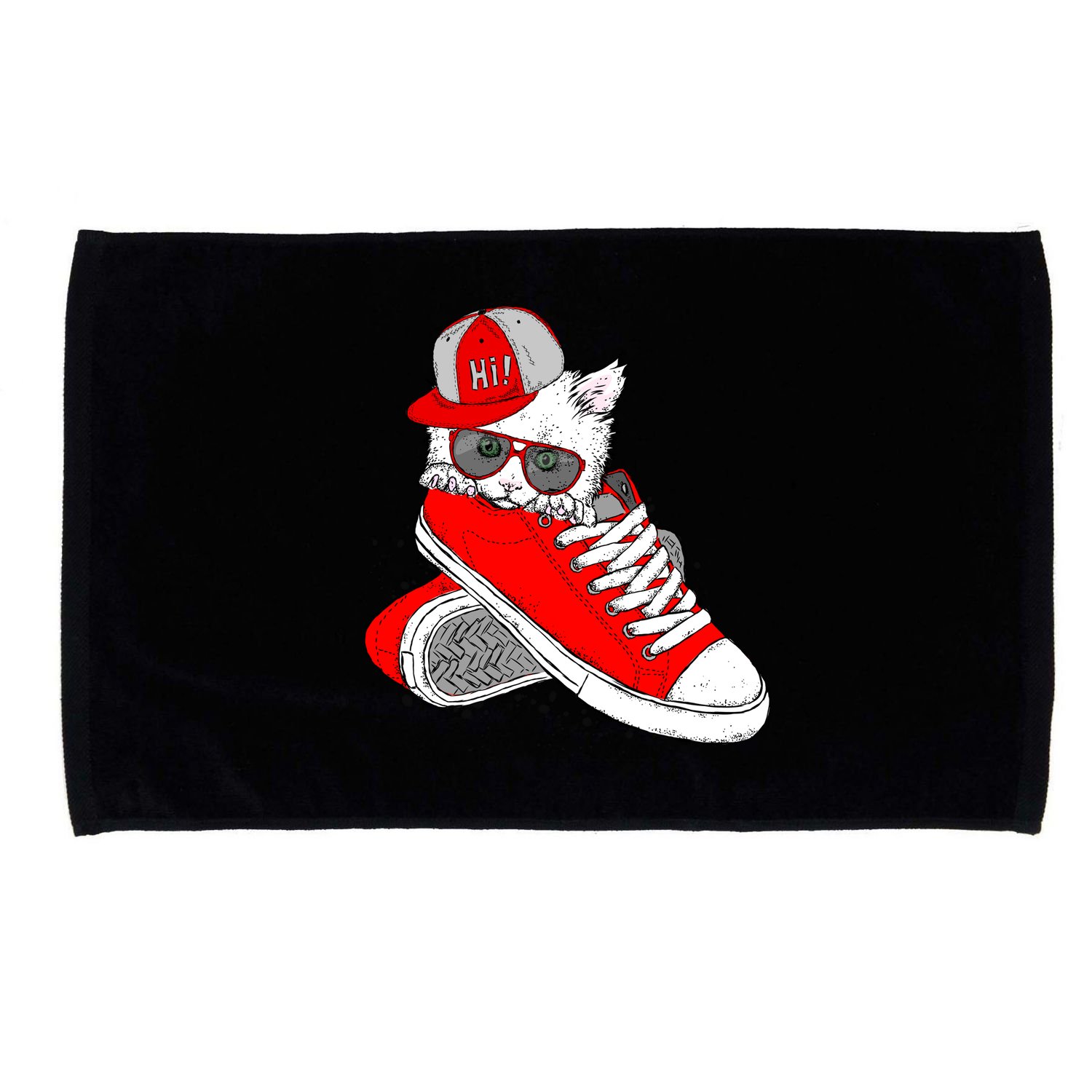 Cat In Red Sneakers Microfiber Hand Towel