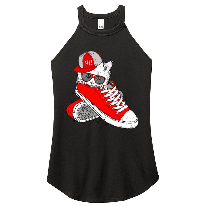 Cat In Red Sneakers Women's Perfect Tri Rocker Tank