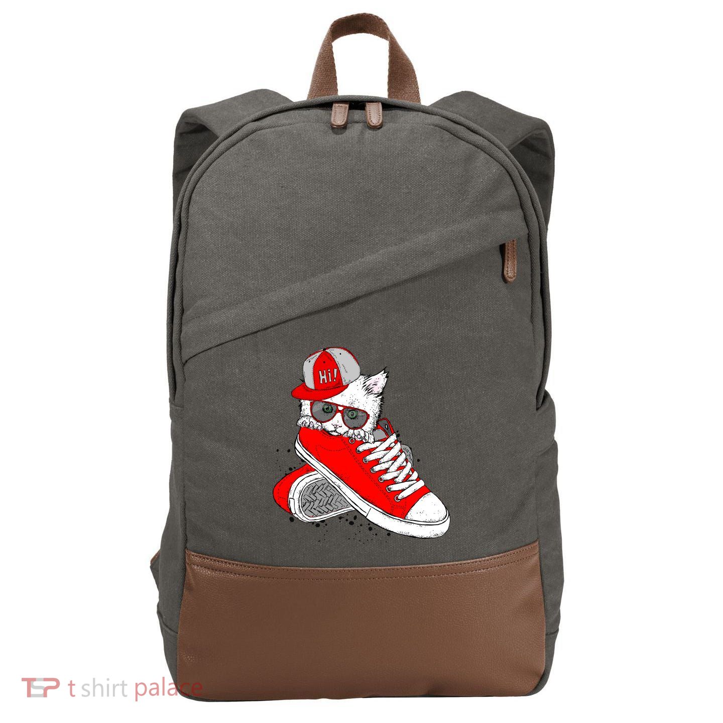 Cat In Red Sneakers Cotton Canvas Backpack
