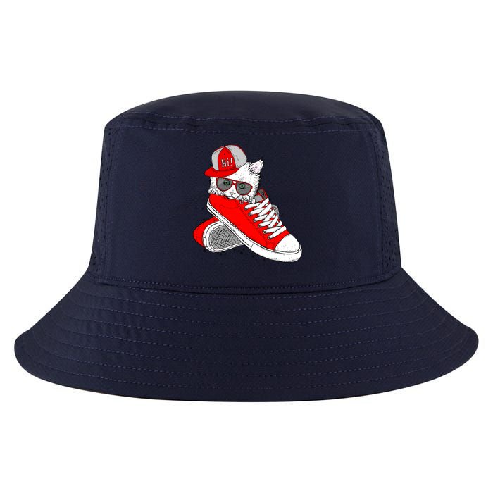 Cat In Red Sneakers Cool Comfort Performance Bucket Hat