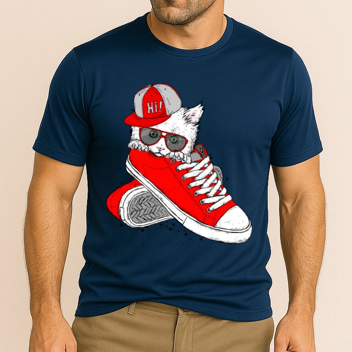 Cat In Red Sneakers Performance Shirt