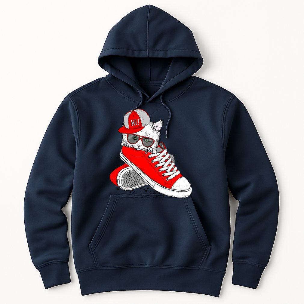 Cat In Red Sneakers Hoodie