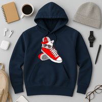 Cat In Red Sneakers Hoodie