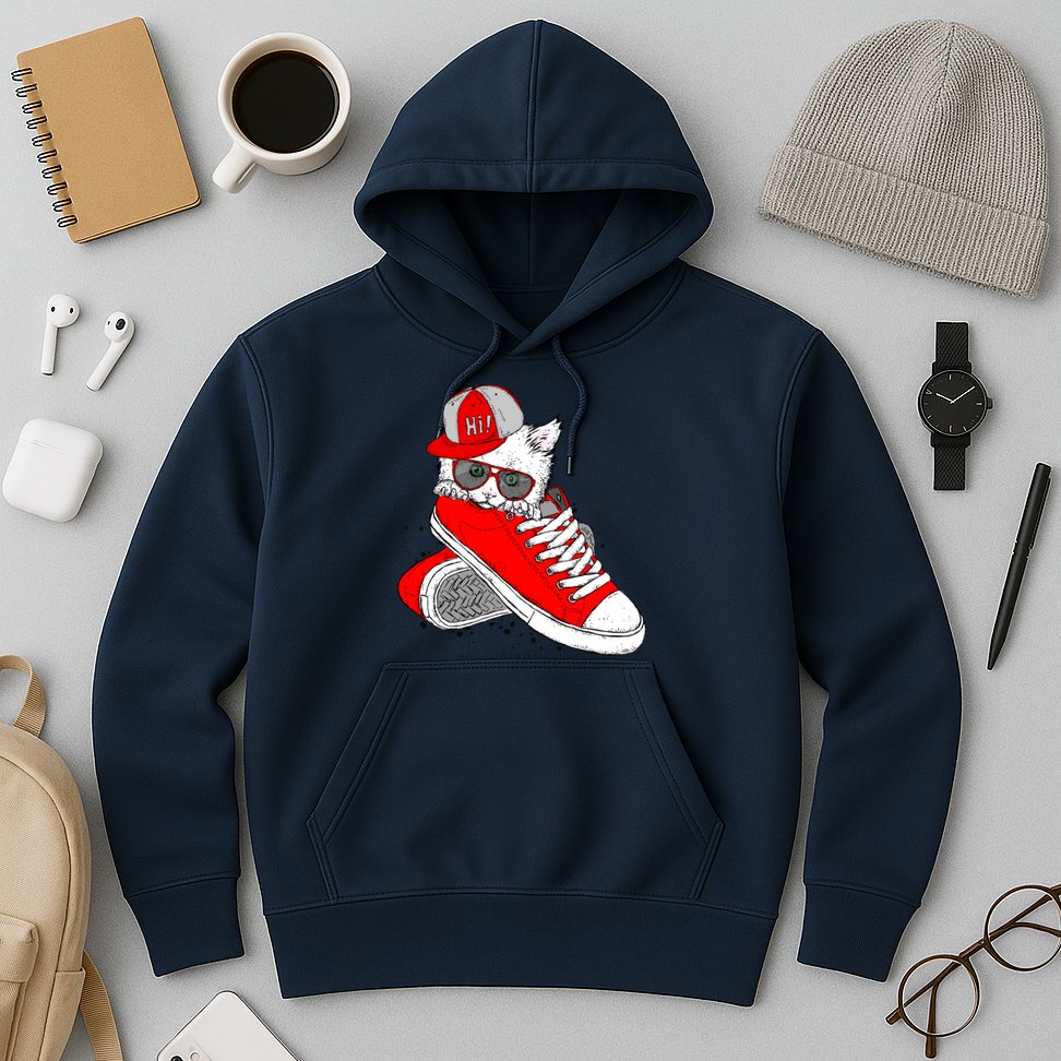 Cat In Red Sneakers Hoodie