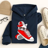 Cat In Red Sneakers Hoodie