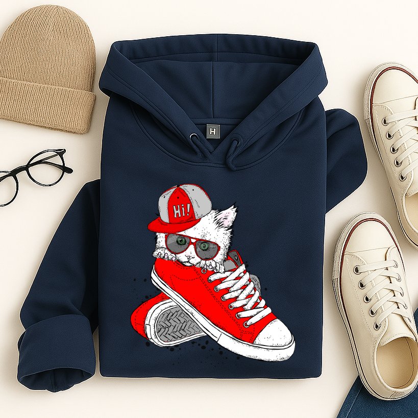 Cat In Red Sneakers Hoodie
