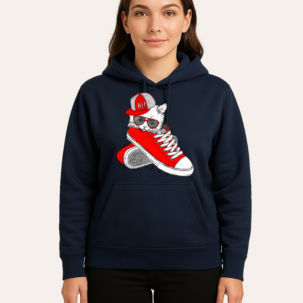 Cat In Red Sneakers Hoodie
