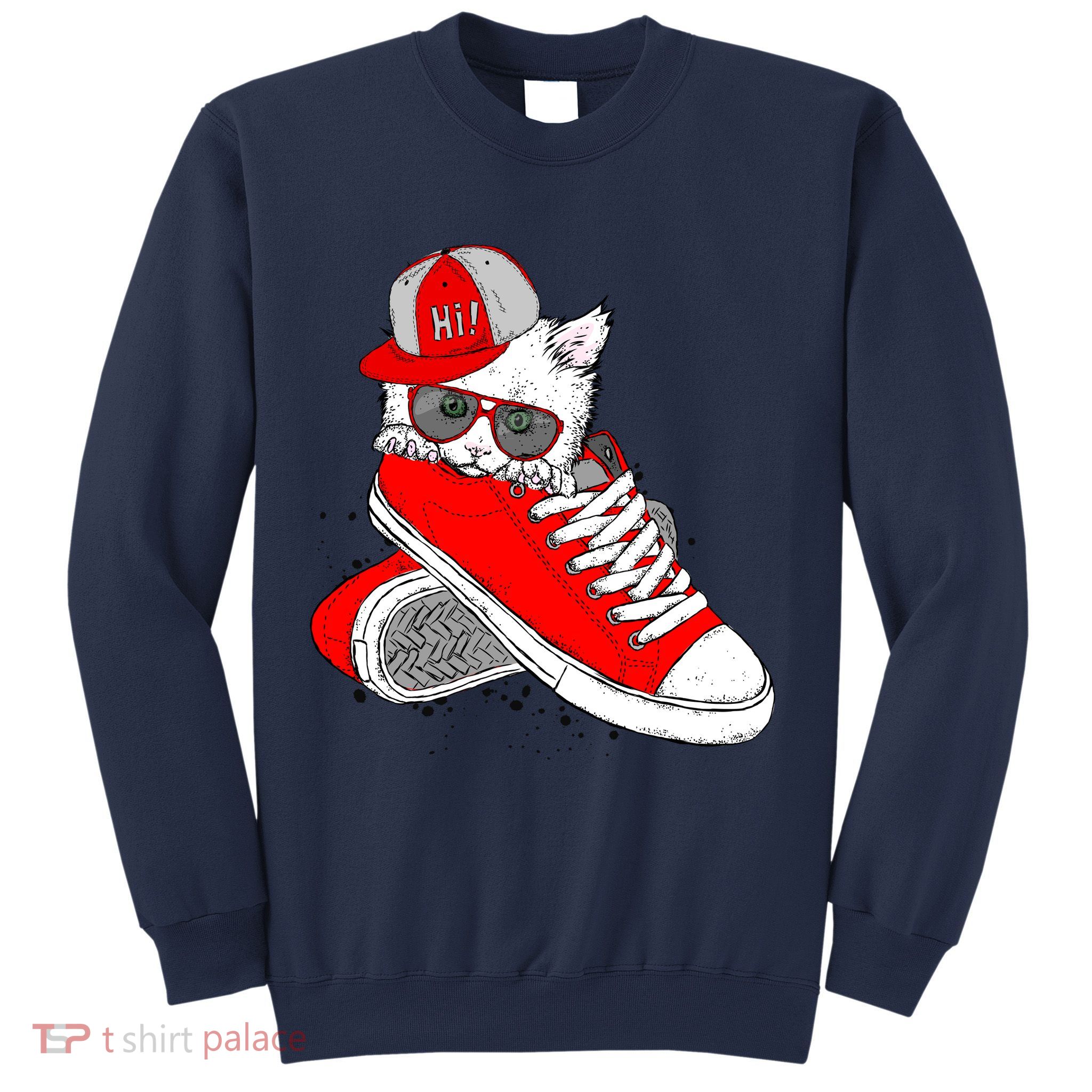 Cat In Red Sneakers Sweatshirt