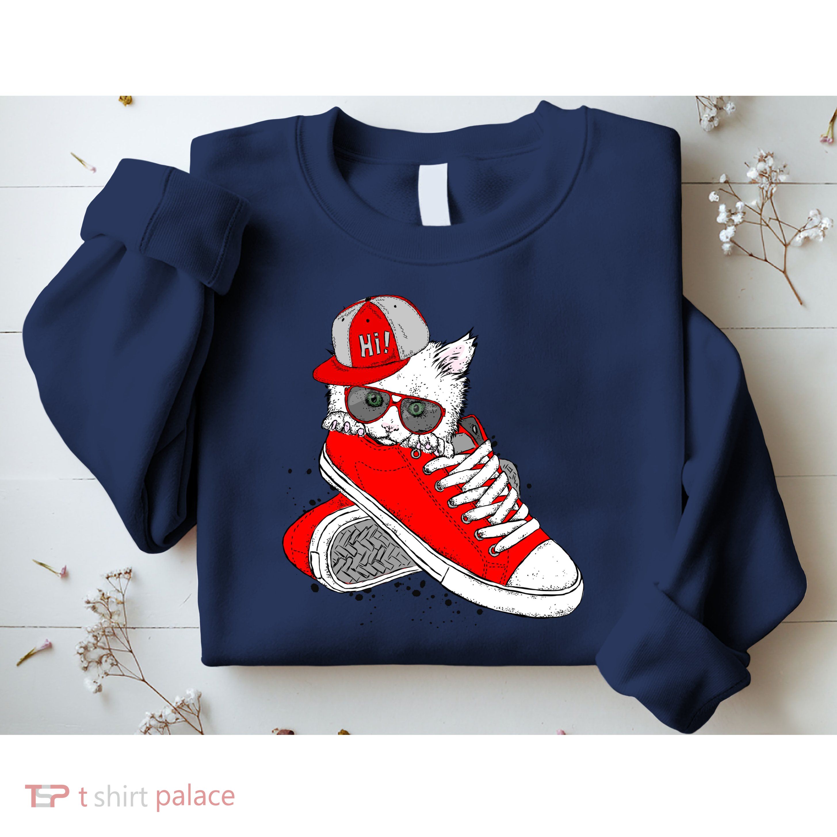 Cat In Red Sneakers Sweatshirt