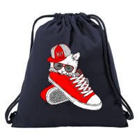 Cat In Red Sneakers Drawstring Bag