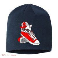 Cat In Red Sneakers Sustainable Beanie