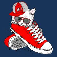 Cat In Red Sneakers Poster