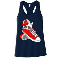 Cat In Red Sneakers Womens Tank Top