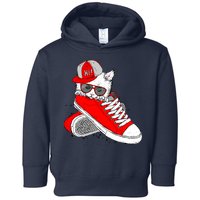 Cat In Red Sneakers Toddler Hoodie