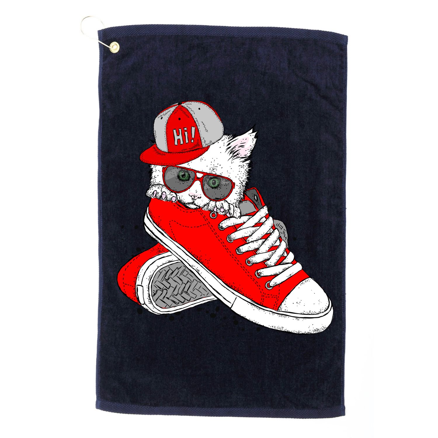 Cat In Red Sneakers Golf Towel