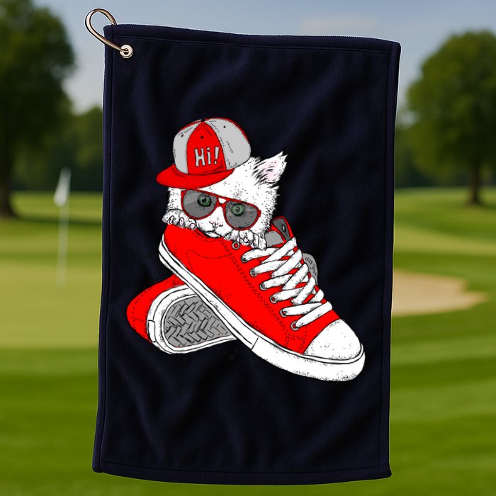 Cat In Red Sneakers Golf Towel