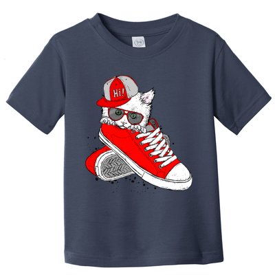 Cat In Red Sneakers Toddler T-Shirt