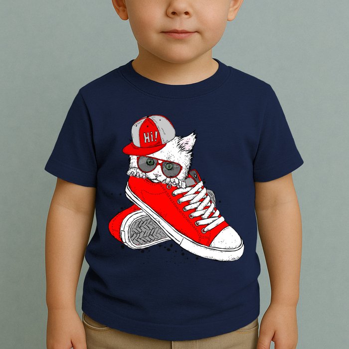 Cat In Red Sneakers Toddler T-Shirt