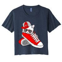 Cat In Red Sneakers Crop Top
