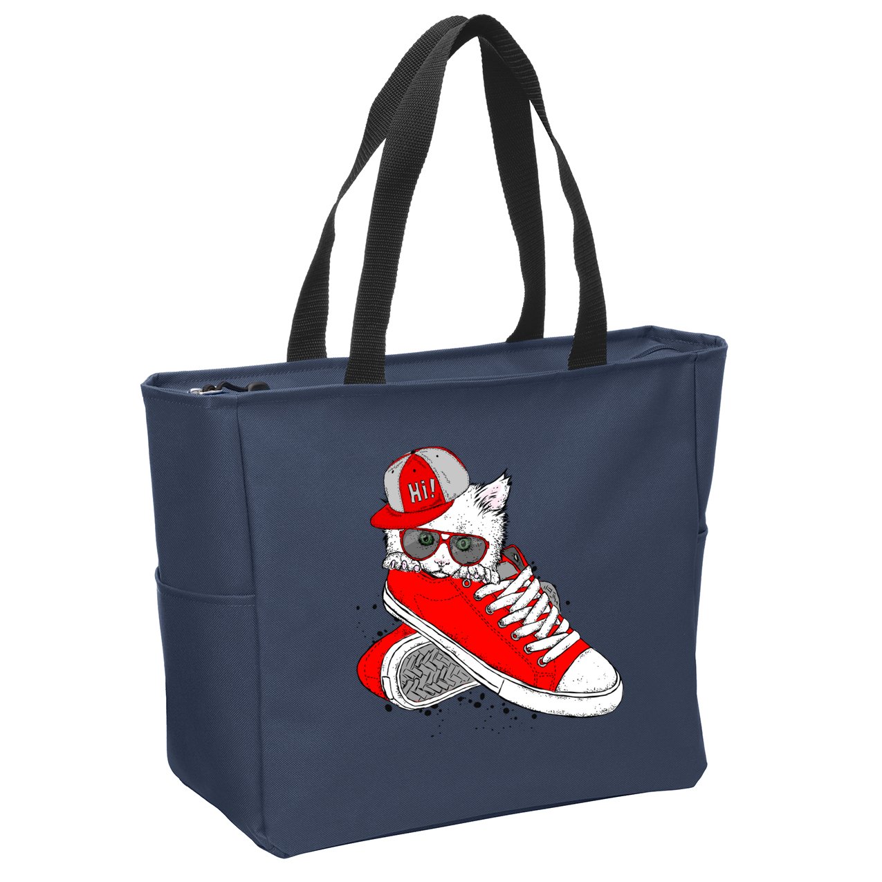 Cat In Red Sneakers Zip Tote Bag
