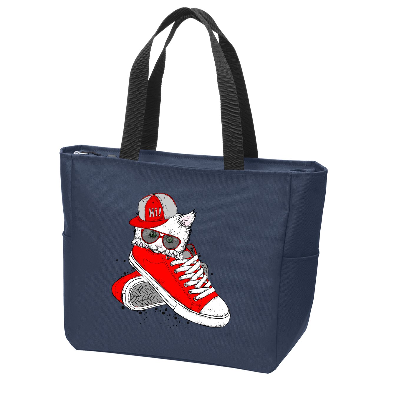 Cat In Red Sneakers Zip Tote Bag