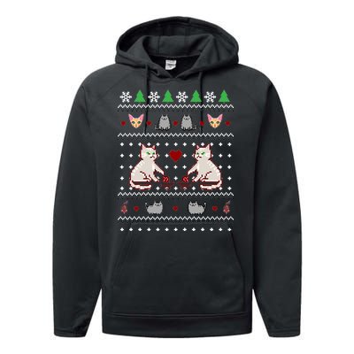 Cat Lover Ugly Christmas Performance Fleece Hoodie