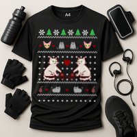 Cat Lover Ugly Christmas Cooling Performance Crew T-Shirt