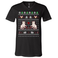 Cat Lover Ugly Christmas V-Neck T-Shirt